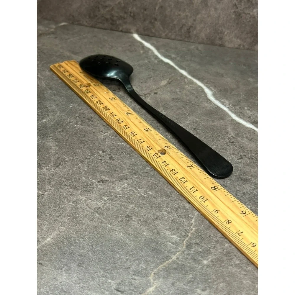 Mercer Culinary M35161 Perforated Plating Spoon Black Satin Stainless Steel 8 in